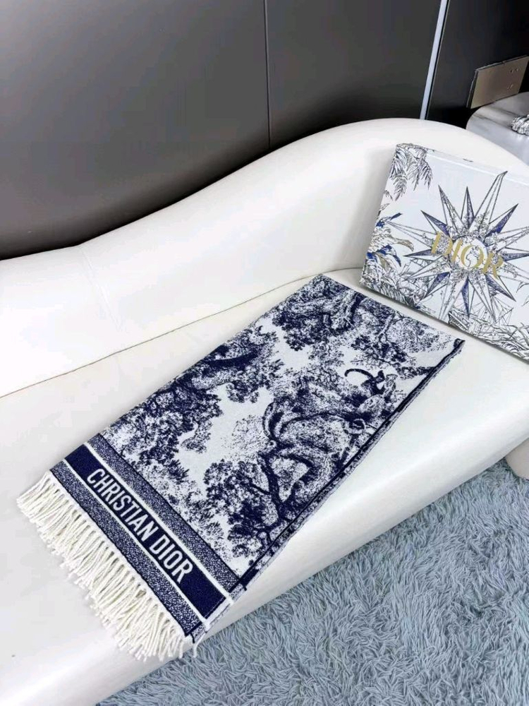 디올 오블리크 패턴 캐시미어 스카프--2