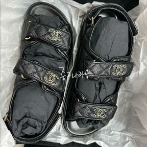 샤넬 벨크로 샌들 블랙39