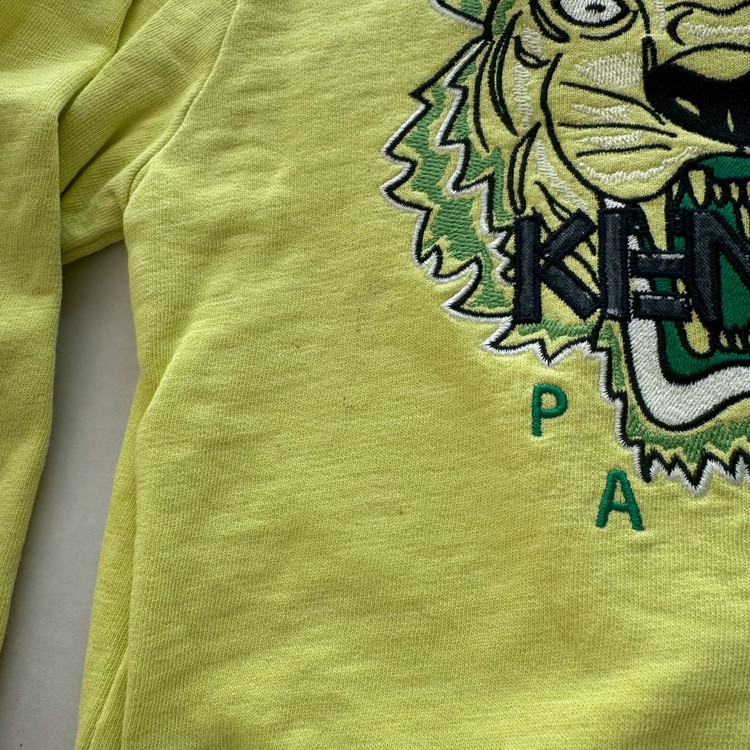 겐조 키즈 호랑이 자수 맨투맨 형광연두 5A (110)--1