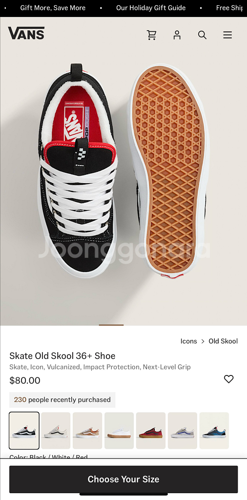 스케이트 올드스쿨 36+ 블랙 270 (새 제품)--4