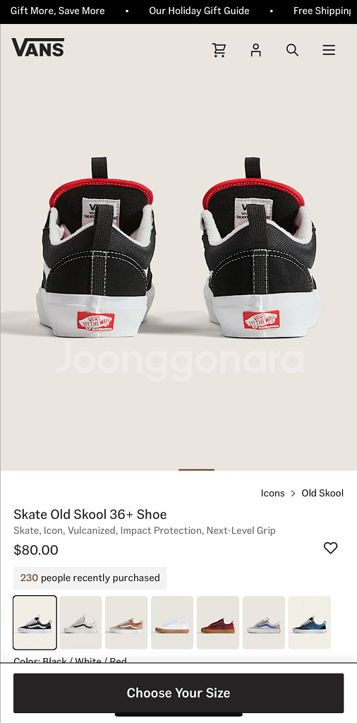 스케이트 올드스쿨 36+ 블랙 270 (새 제품)--5