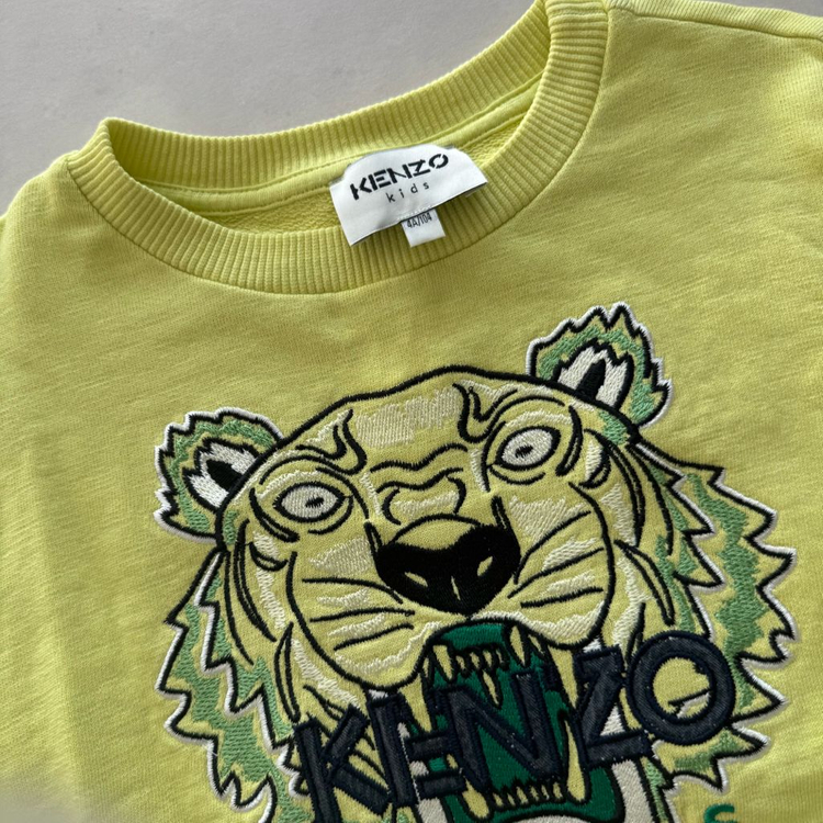 겐조 키즈 호랑이 자수 맨투맨 형광연두 4A (104)--1