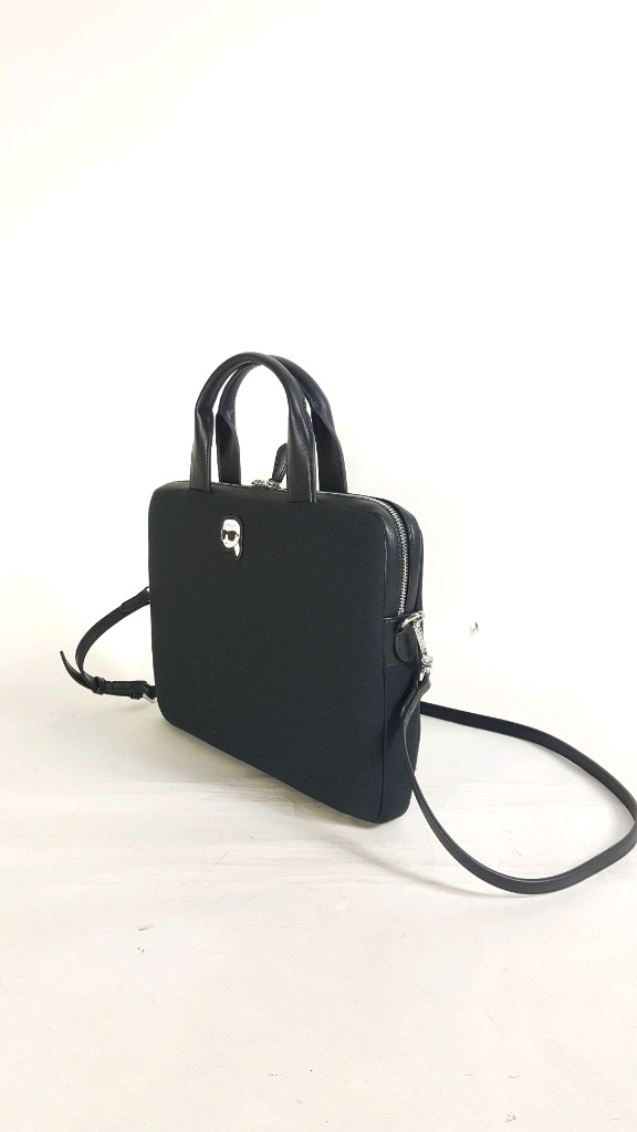 칼라거펠트 아이코닉 검정 나일론 남성 브리프케이스 이미지