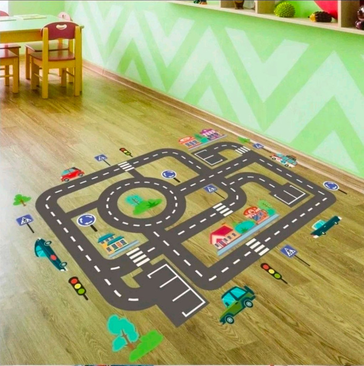 새상품) 자동차 레일 운송 라이트 벽 데칼 게임 바닥 장식 접착 스티커--1