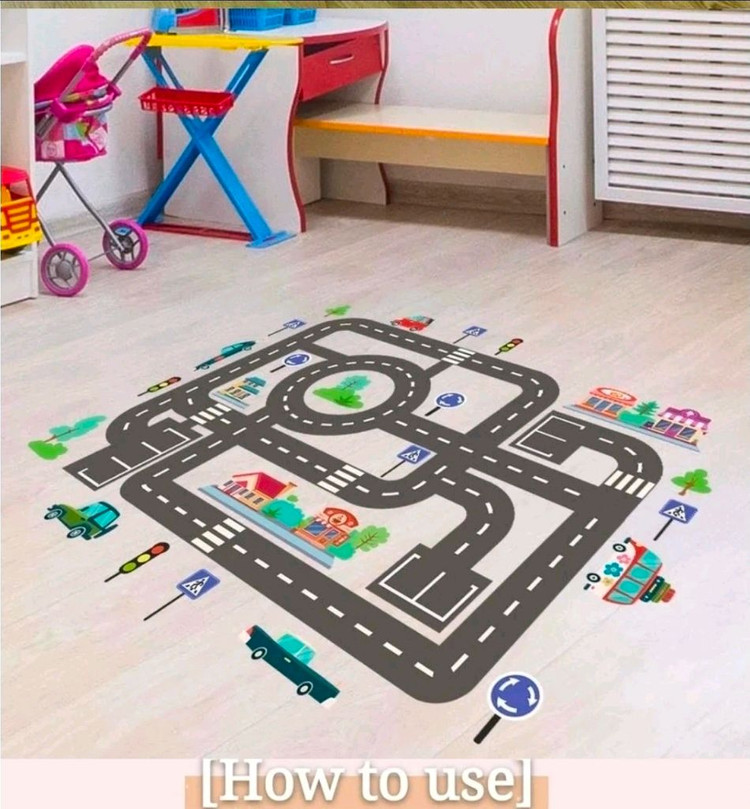 새상품) 자동차 레일 운송 라이트 벽 데칼 게임 바닥 장식 접착 스티커--2