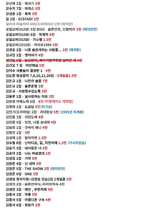 가요 카세트테이프들...(핑클,베이비복스,SES,에코,젝키,김건모,이승철,신화,장나라,룰라,터보,들국화,동물원)--1