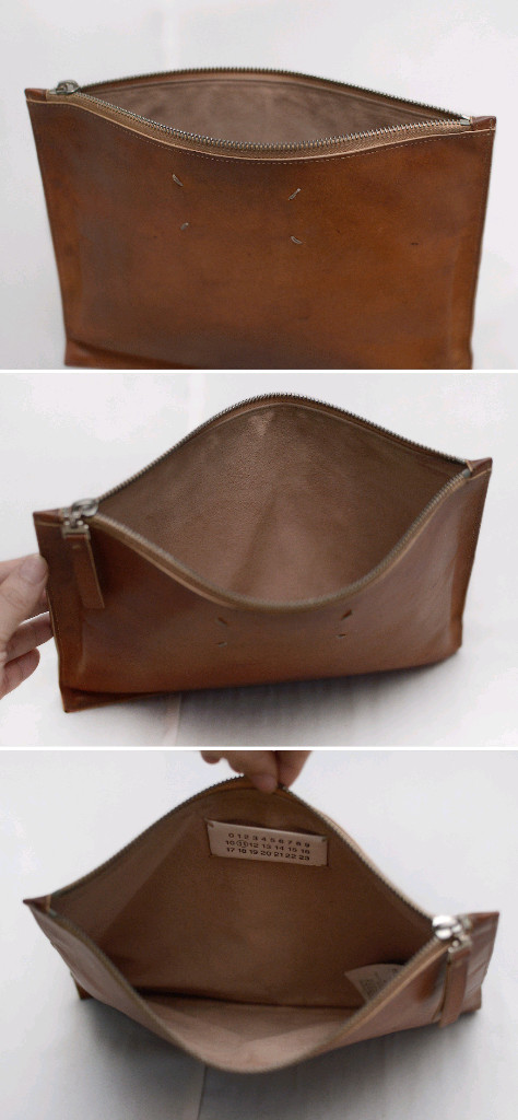 메종 마르지엘라 스티치로고 베지터블 레더 클러치백--5