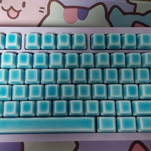 세라키 도자기 질감 키보드 키캡 청자 블루 크레이즈드 무각 풀세트 이미지