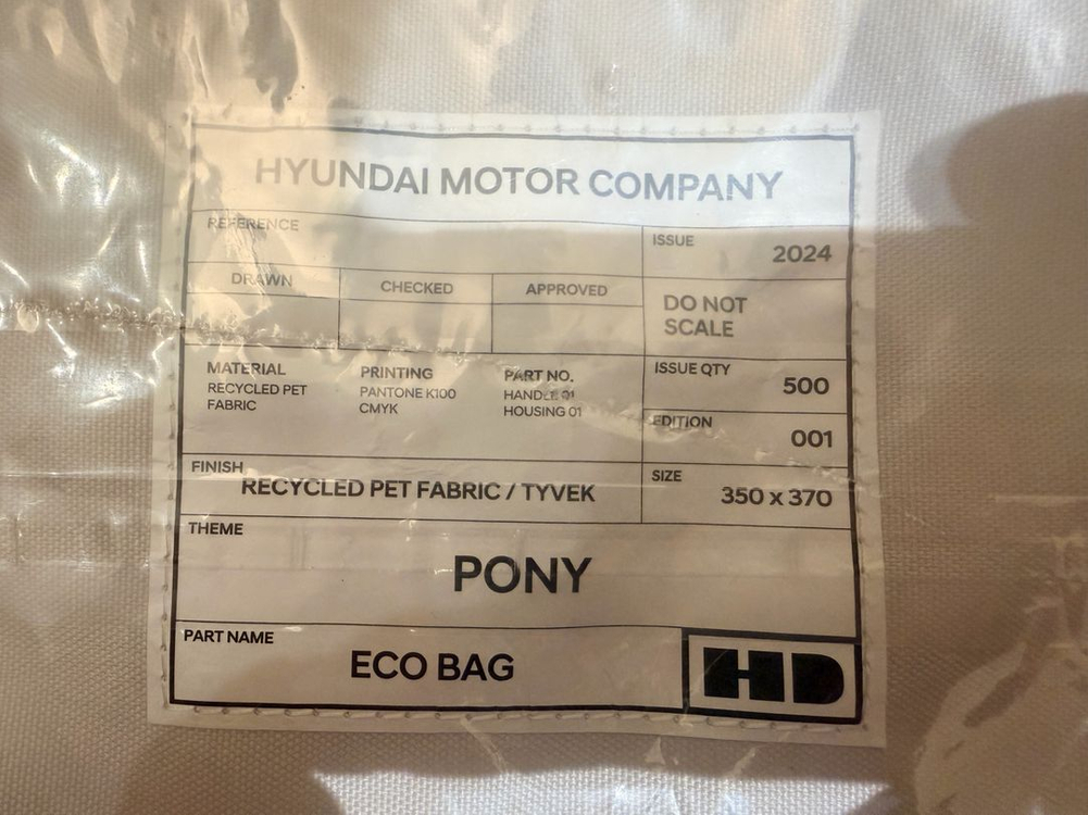 [ 미사용 새제품] 현대 포니 에코백--2