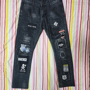 바이크 블랙진 패치 커스텀 32사이즈 팔아요 이미지