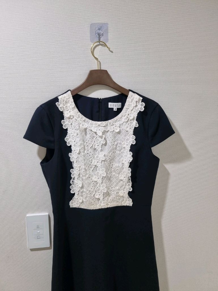 끌로디피에로 레이스 블랙 반팔 원피스--1