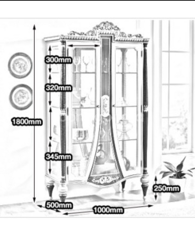이즈가구 고급 프리미엄 엔틱 골드샴페인 마호가니원목 장식장--4