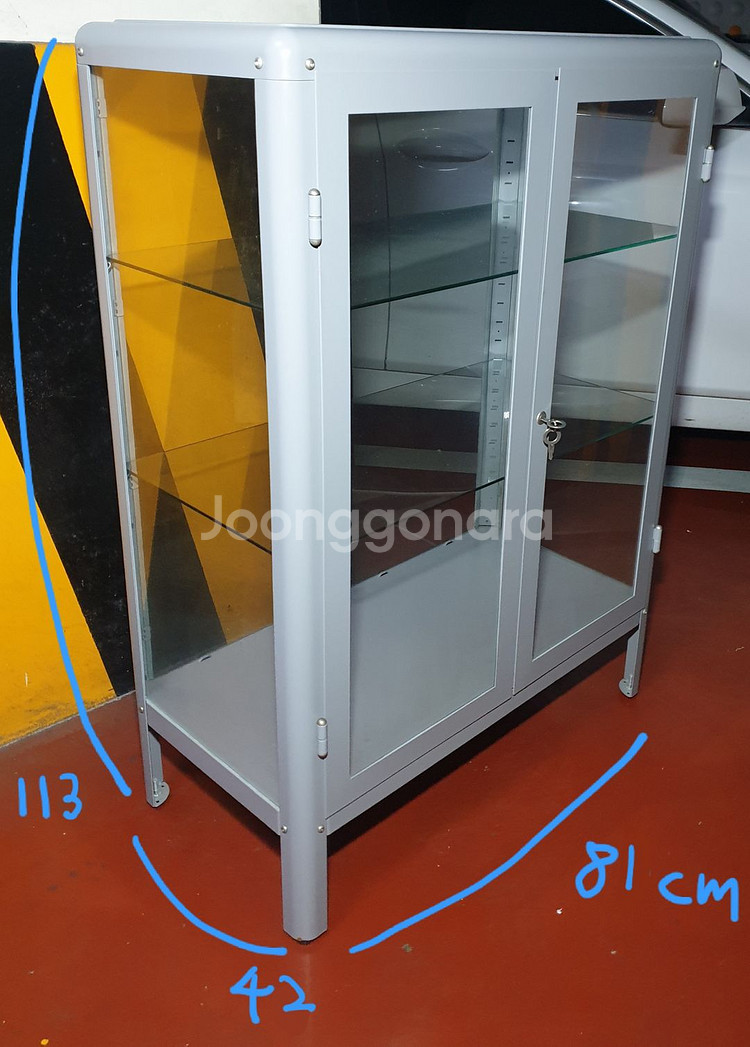 이케아 IKEA 파브리셰르 유리장식장 수납장(라이트그레이)--3