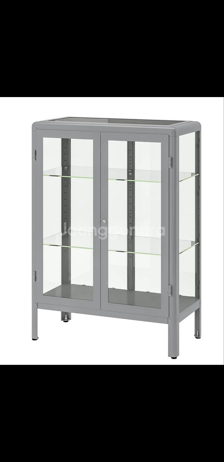 이케아 IKEA 파브리셰르 유리장식장 수납장(라이트그레이)--4