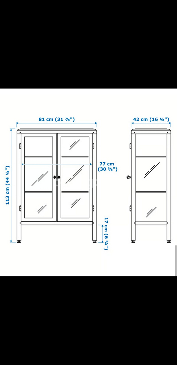 이케아 IKEA 파브리셰르 유리장식장 수납장(라이트그레이)--5