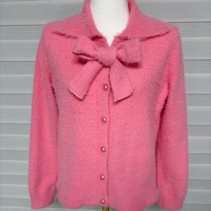 여성 니트 앙고라리본가디건