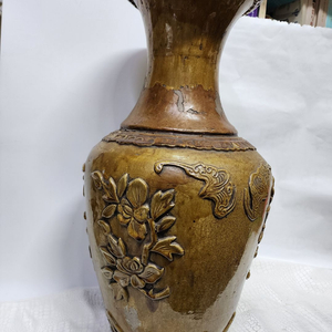 중국도자기 노랑 초대형 도자기화병