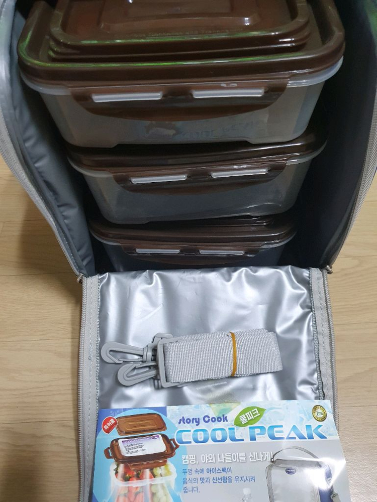 쿨러백 도시락 찬합 밀폐용기 세트 도시락 찬합 보온보냉 나들이 등산 낚시 소풍 현장학습 운동회 시 김밥 과일 담기--1