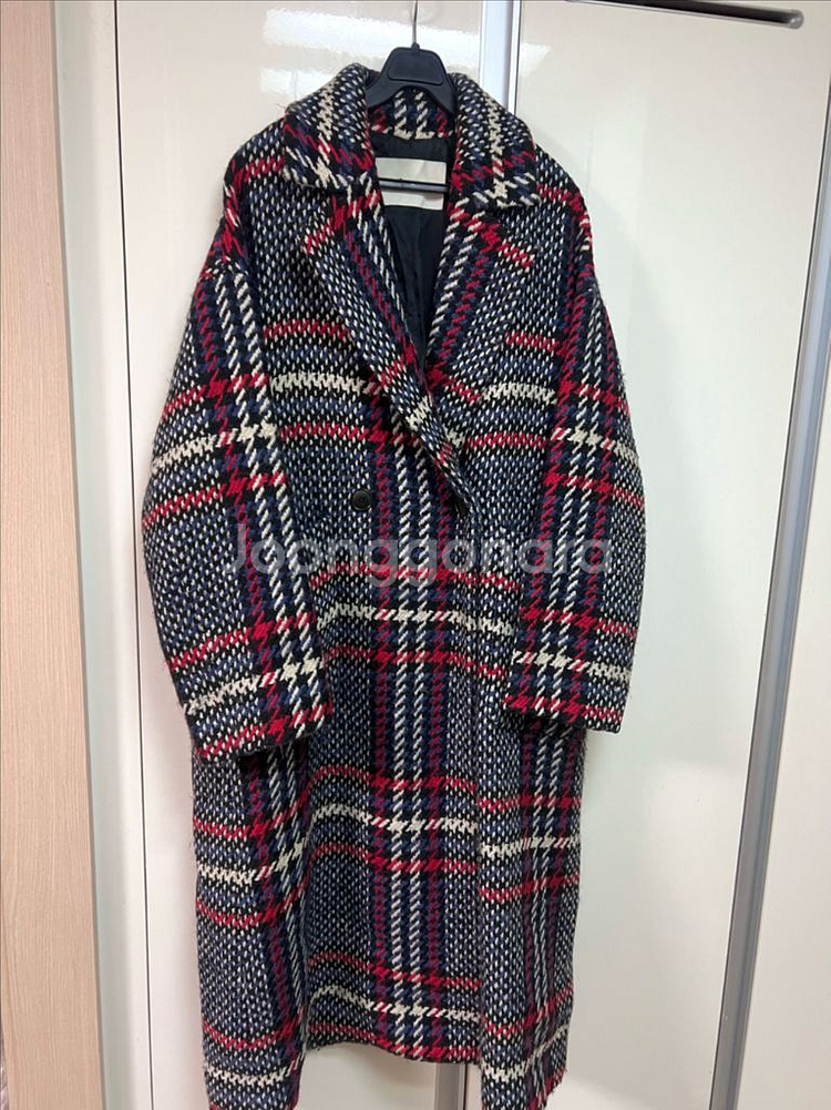한섬 톰그레이하운드 TOM GREYHOUND 오버핏 체크 롱코트 맥시 루즈핏 연말룩--1