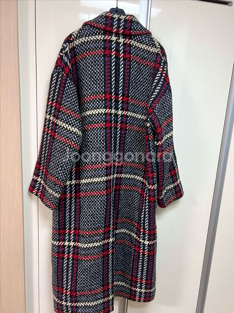 한섬 톰그레이하운드 TOM GREYHOUND 오버핏 체크 롱코트 맥시 루즈핏 연말룩--2