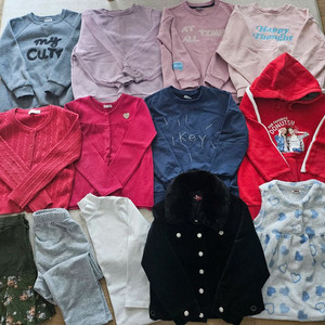 여아 겨울옷 130 기모 맨투맨티 점퍼패딩 귀마개 외 14벌 일괄