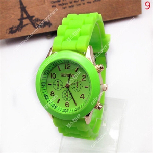 새 연두색 대형 학생용 패션 손목시계 아동 공용 선물