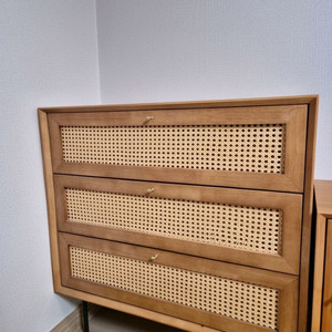 장미맨숀 로라 라탄 원목 3단 서랍장