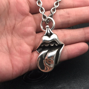 크롬 하츠 대형 롤링 스톤 혀 모양 펜던트