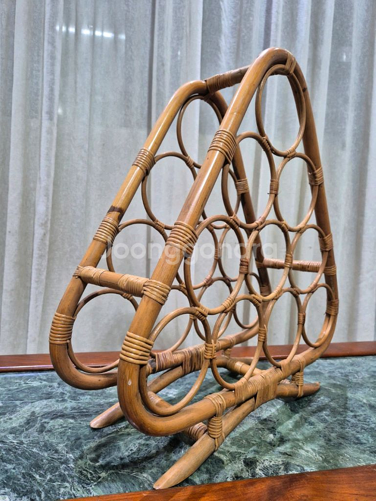 빈티지 라탄 10 Bottle Wine Rack--2