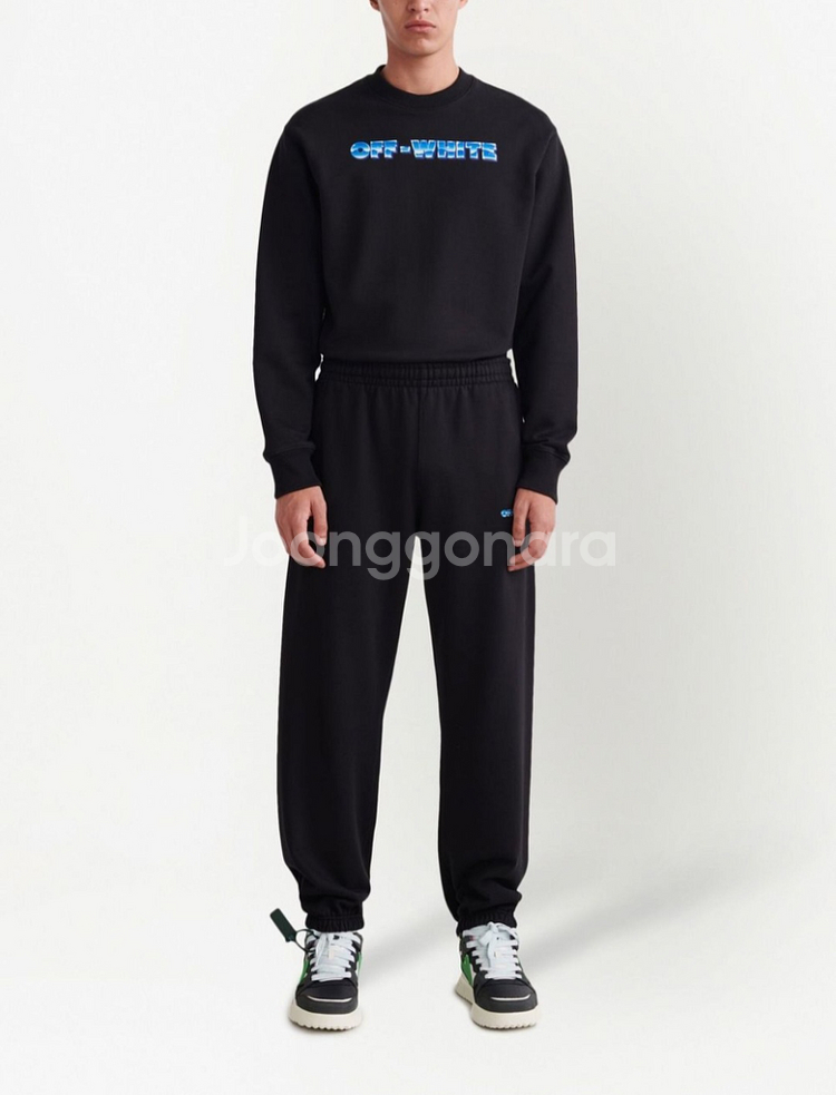 오프화이트 블루메탈 에로우 슬림 스웨트 팬츠 조거 트레--1