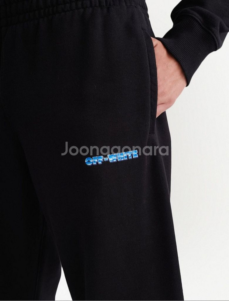 오프화이트 블루메탈 에로우 슬림 스웨트 팬츠 조거 트레--3
