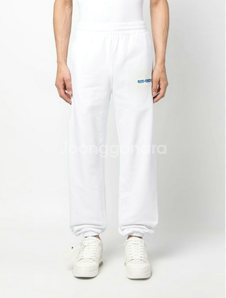 오프화이트 블루메탈 에로우 슬림 스웨트 팬츠 조거 트레--5