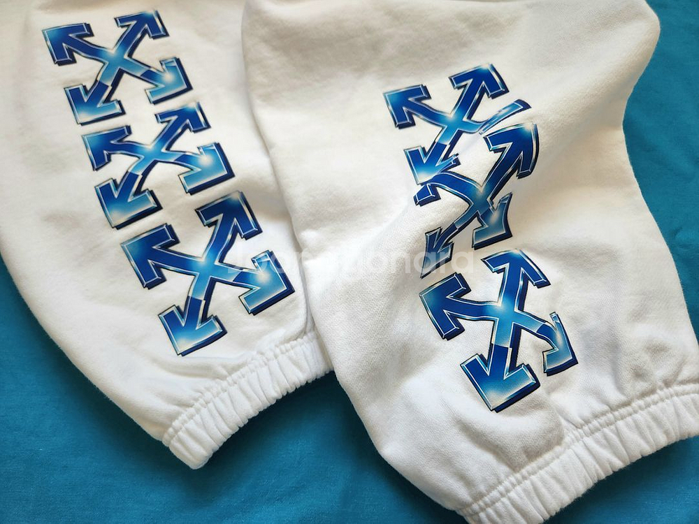 오프화이트 블루메탈 에로우 슬림 스웨트 팬츠 조거 트레--9