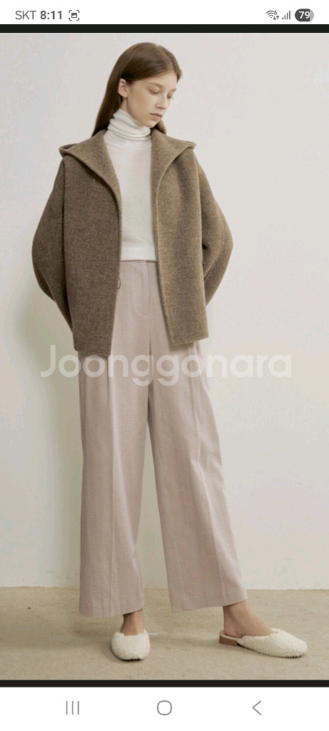 더캐시미어 라마 울후드숏코트 55--8