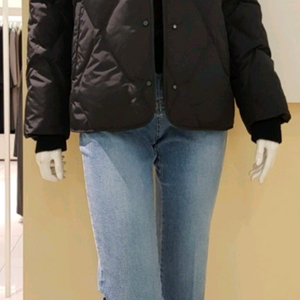 KL 케이엘 리얼밍크카라 퀼팅 구스다운 패딩 자켓 55사이즈 새제품 블랙컬러