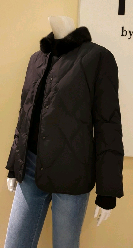 KL 케이엘 리얼밍크카라 퀼팅 구스다운 패딩 자켓 55사이즈 새제품 블랙컬러--2