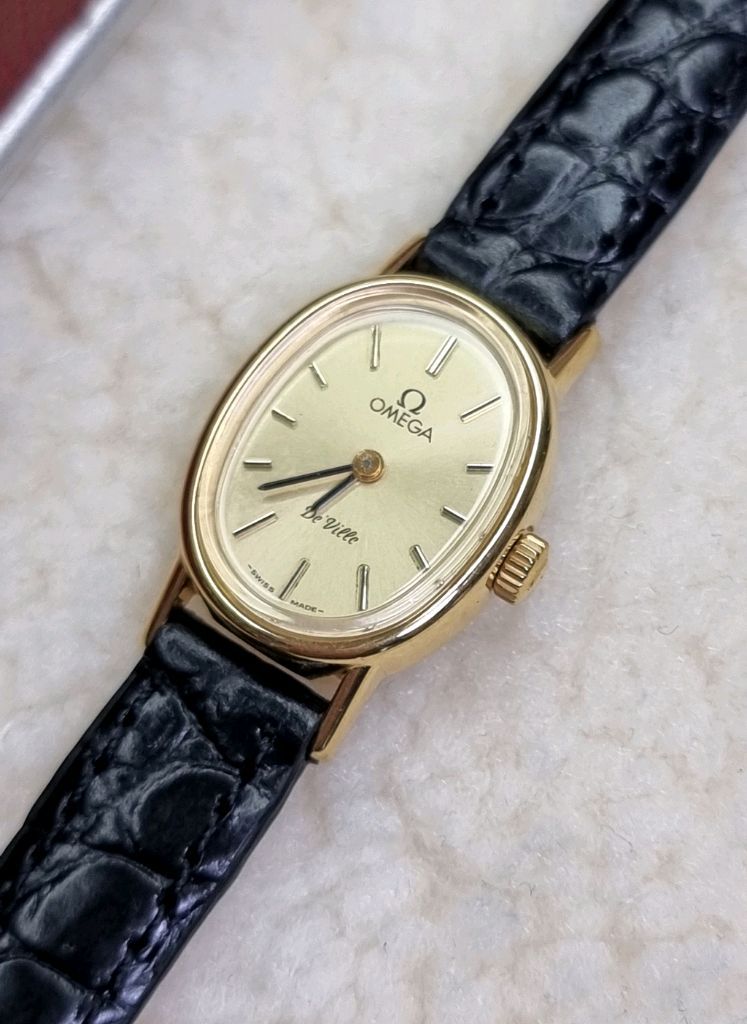 오메가 드빌 빈티지 오벌 샴페인 선레이다이얼 수동 여성시계 이미지