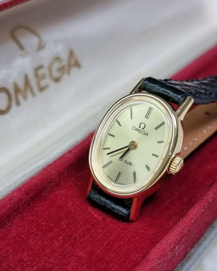 오메가 드빌 빈티지 오벌 샴페인 선레이다이얼 수동 여성시계 이미지