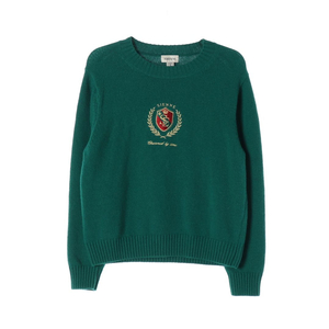 [S]시엔느 그린 자수 로고 라운드 니트 스웨터