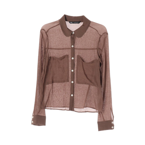 [XS]자라 브라운 빅포켓 크링클 긴팔 셔츠 블라우스
