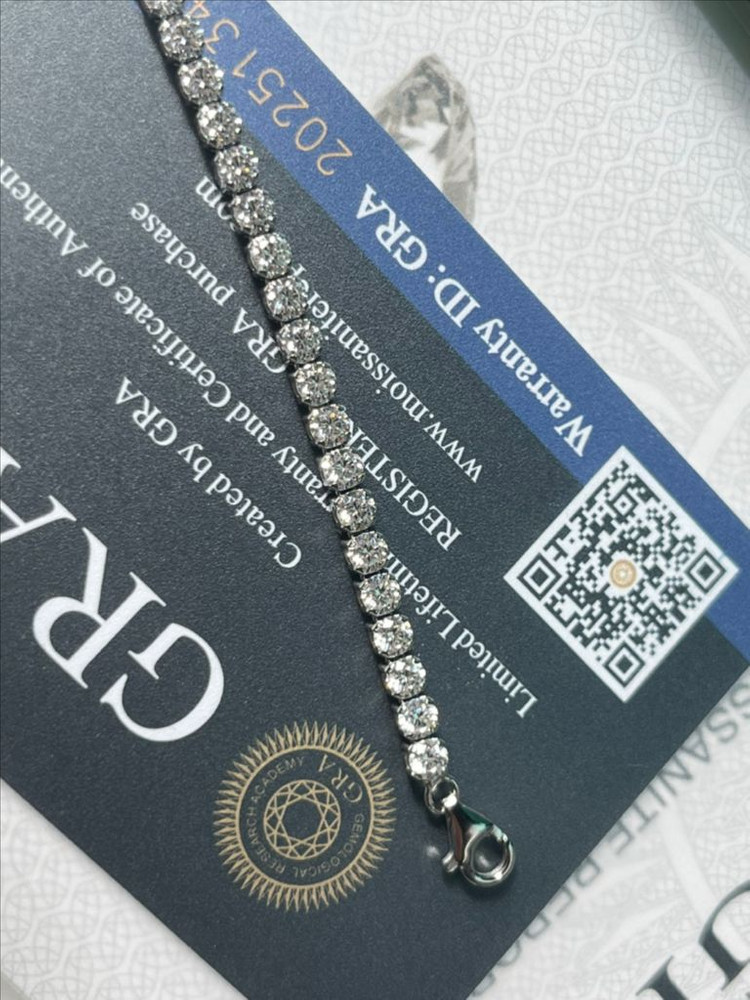 *새상품* 모이사나이트 4프롱 화이트골드 오픈 테니스 은팔찌 이미지