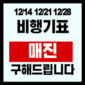 마감임박) 12/14 12/21 12/28 제주/김포/부산/청주/대구/광주/포항 비행기표 구해드립니다.
