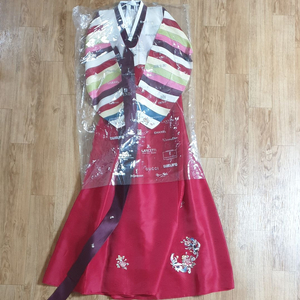 미사용 최고급 여성 한복 & 속치마 세트 L사이즈 자수 색동저고리 66 신장 166이상