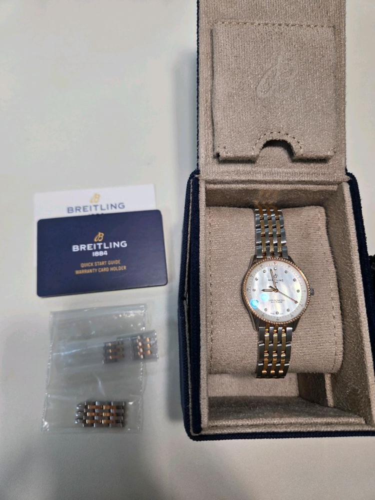 브라이틀링 내비타이머 32 콤비 자개 다이아 풀박스--1