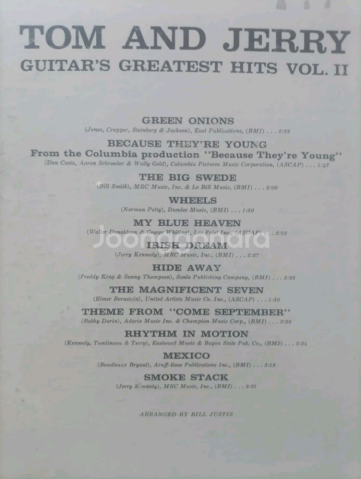 톰과 제리의 기타 연주곡집 Vol II LP 레코드판--2