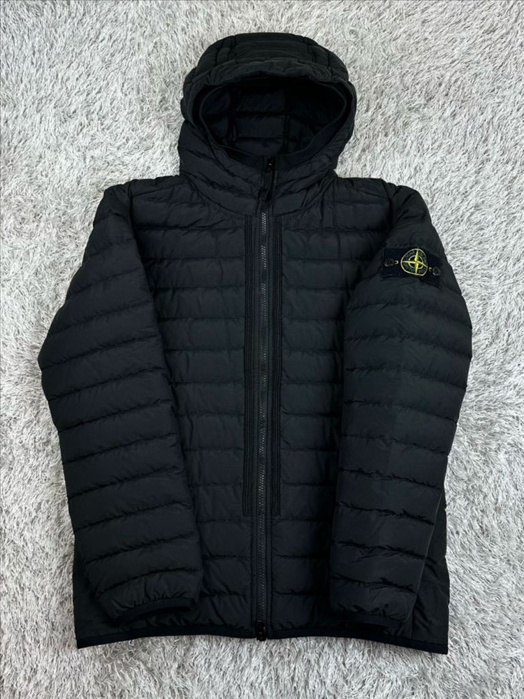 [S] 정품 스톤아일랜드 21FW 와펜 텔라 블렌드 경량패딩 자켓 블랙 이미지