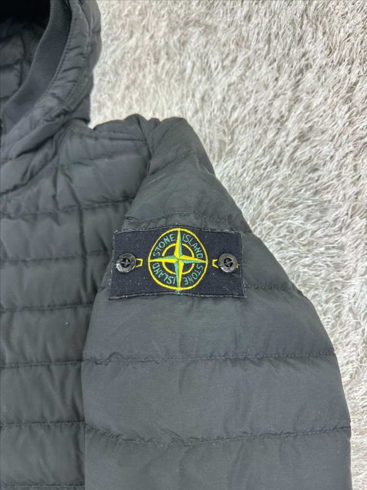 [S] 정품 스톤아일랜드 21FW 와펜 텔라 블렌드 경량패딩 자켓 블랙 이미지