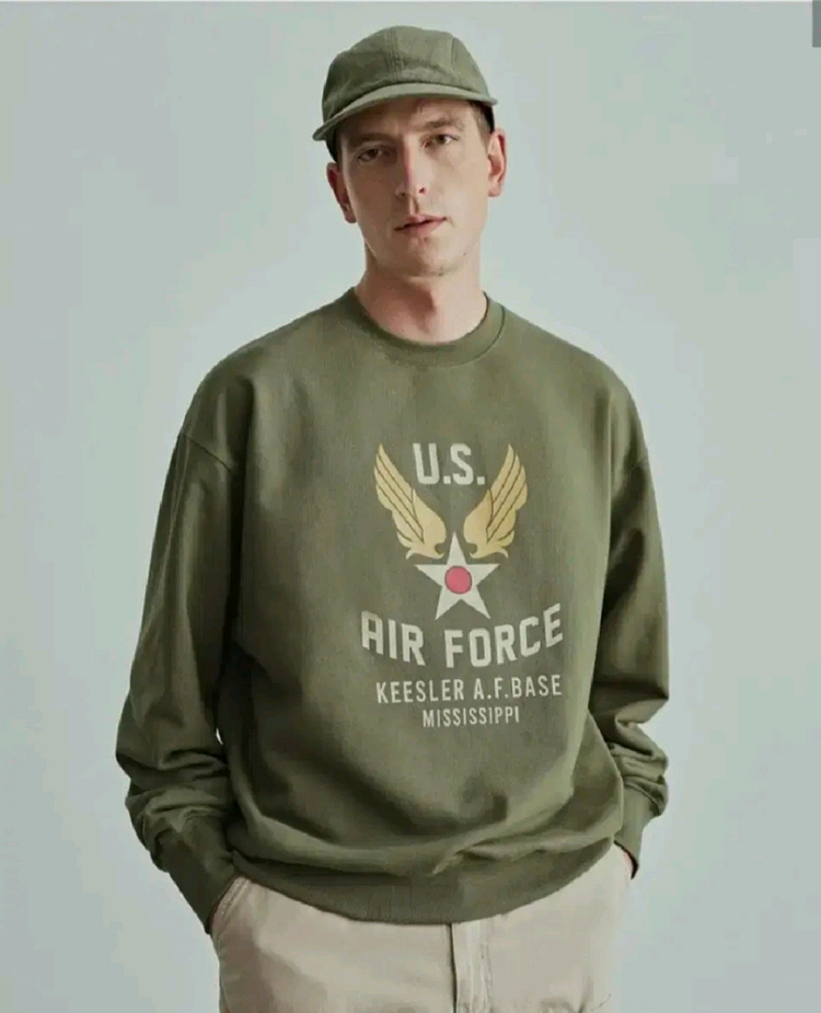 유니폼브릿지 에어포스 헤비 스웻셔츠 카키 (L) 이미지