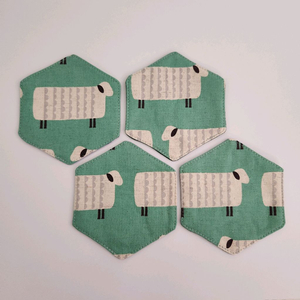 양 원단 티코스터 4개 일괄/ 컵받침/새거