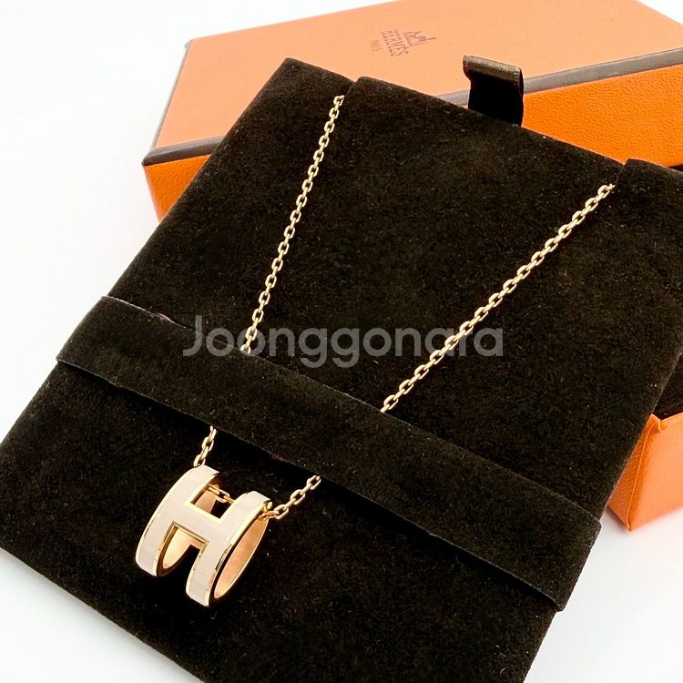 [셀렉트/감정서발급] 에르메스 팝아슈 목걸이 미니 골드 마론글라쎄--2